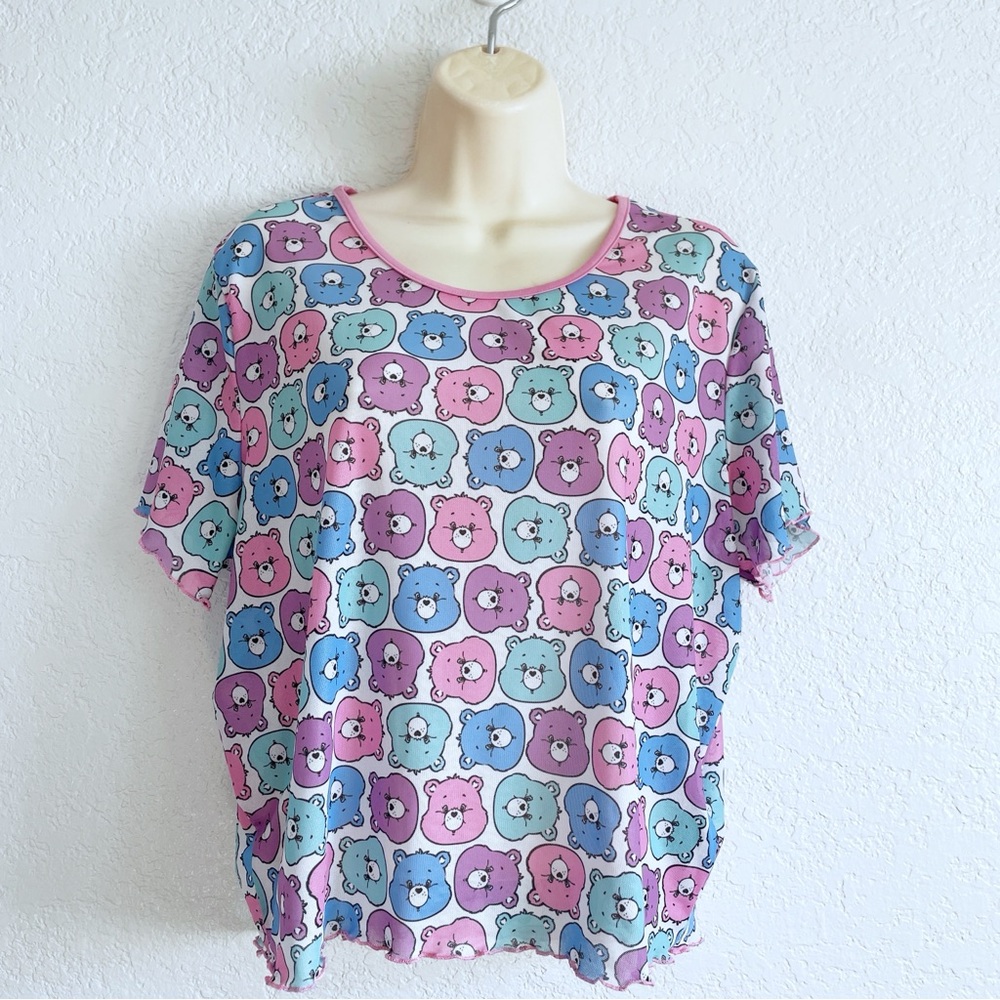 Dolls Kill x Care Bears Friends Pink Purple Blue Furever Sheer Mesh Tee 2XL Fun